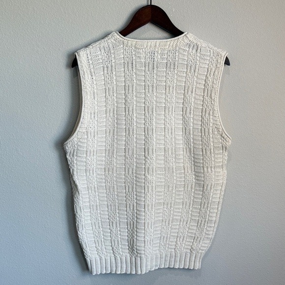 Northeast Knitting Mills Cream Cotton Vintage Sweater Vest Made In USA Size M - Picture 3 of 4